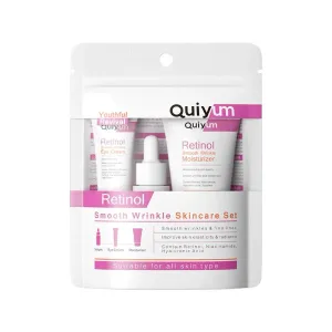 Quiyum Retinol Smooth Wrinkle Skincare Set (Serum 17ml, Eyecream 15g and Moisturizer 30g)